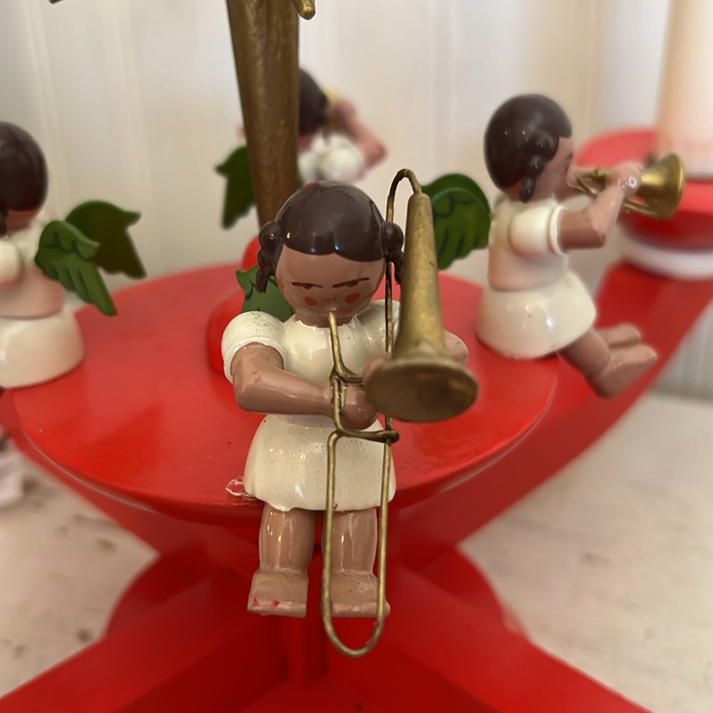 Vintage Eschbach’s Germany democratic republic Christmas candelabra angels wood